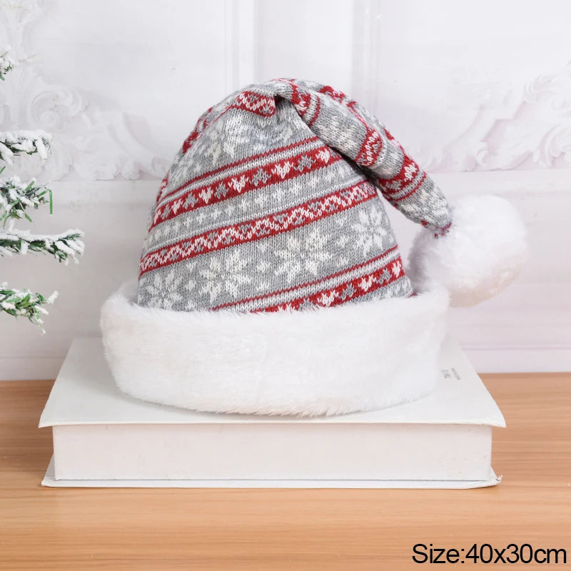 2026 Knitted Christmas Hat Cute Pompom Adult Soft Beanie Santa Cap New Year Party Family Gift Navidad Natal Noel Decoration
