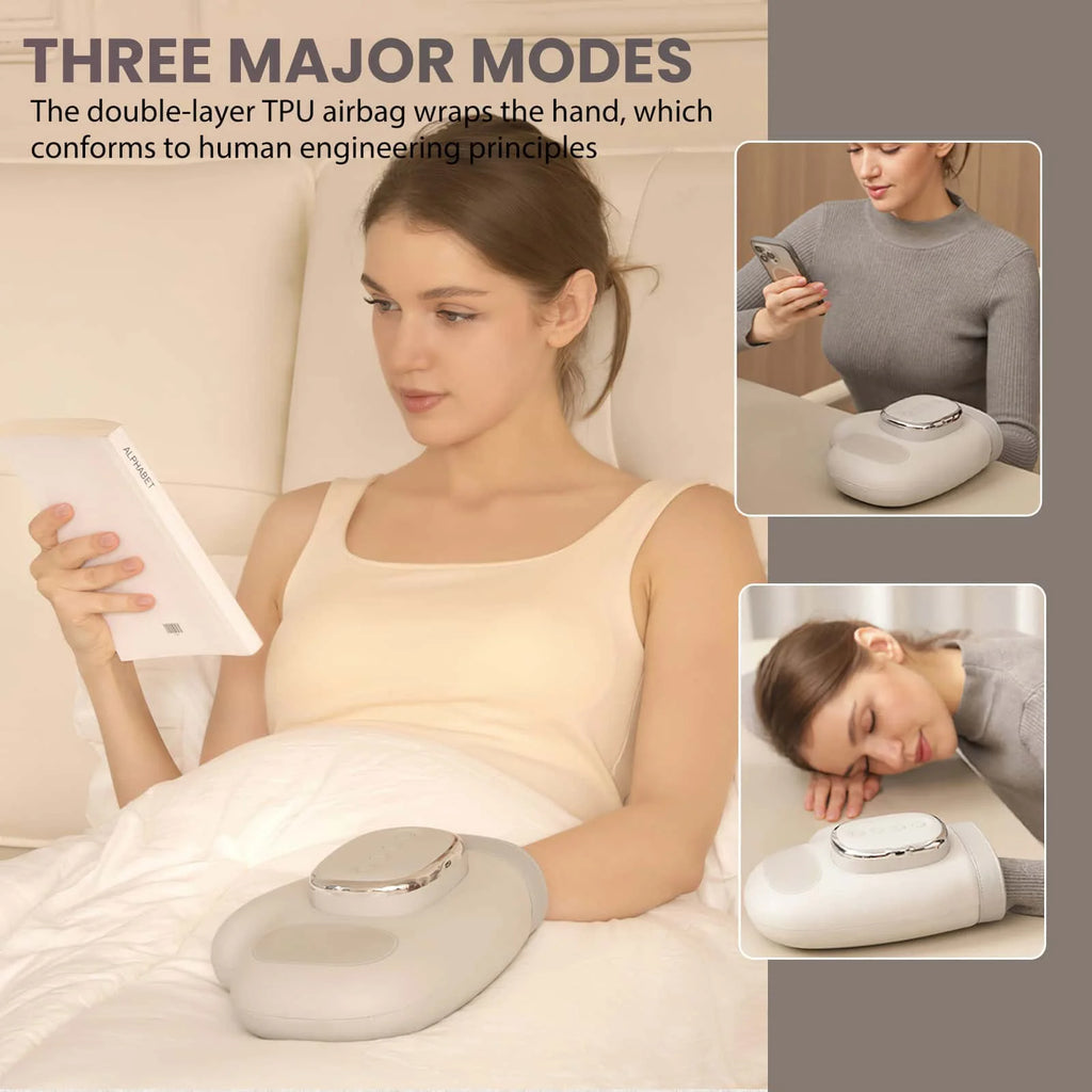 Electric Hand Massager with Heat & Compression 5 Speed Levels USB Rechargeable 2000mAh Hand Massage Machine for Arthritis Carpal Tunnel Syndrome Hand Pain Relief