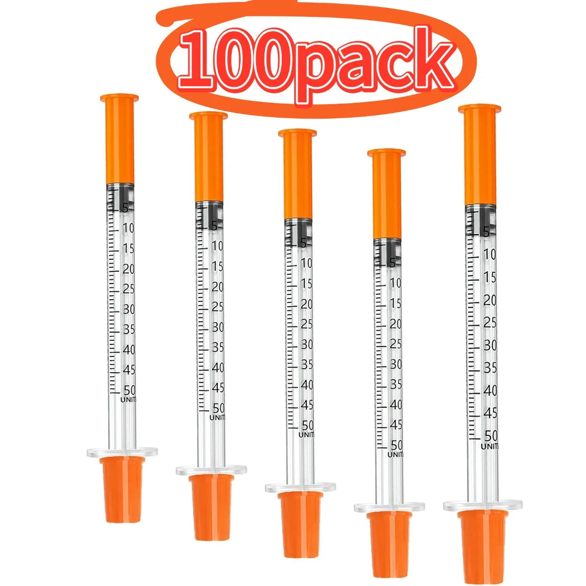 Syringe with Needles Pack of 20/70/100 0.5/1ml Dose Suitable for Pet Care And Laboratory Use