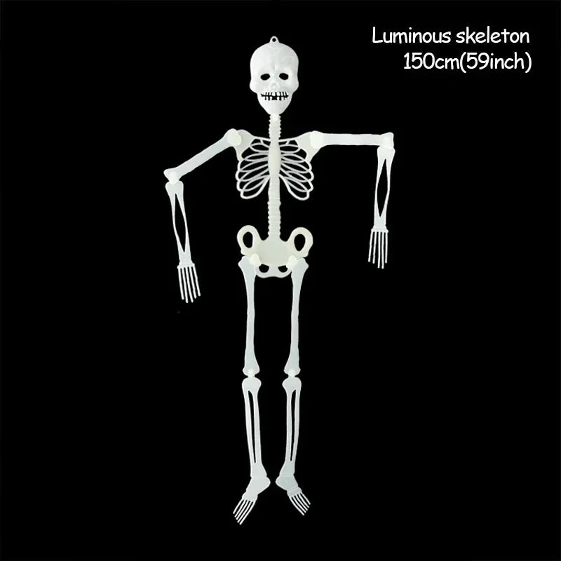Scary Halloween Decoration Halloween Props Luminous Hanging Decor Outdoor Party Horror Luminous Movable Skull Skeleton