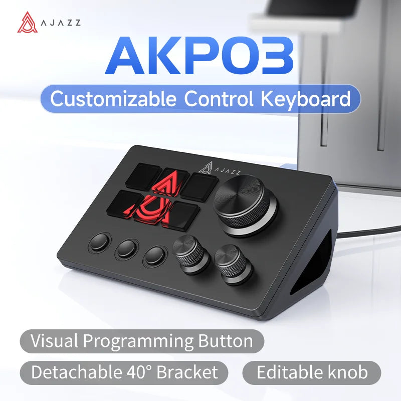 AJAZZ AKP05E PRO / AKP03E Visual Macro Pad, Programmable LCD Display Custom Keypad, Multi‑Knob Hot‑Swap Macro Keyboard for Video Editing Gaming Workflow