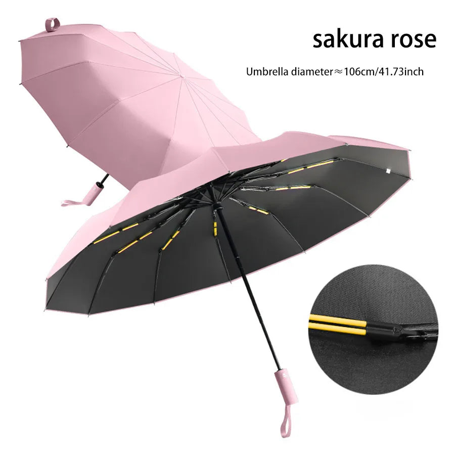 Large 24 Bone Solid Color Automatic Umbrella Light Collapsible Large Format Outdoor Sunshade UV Protection Automatic Umbrella