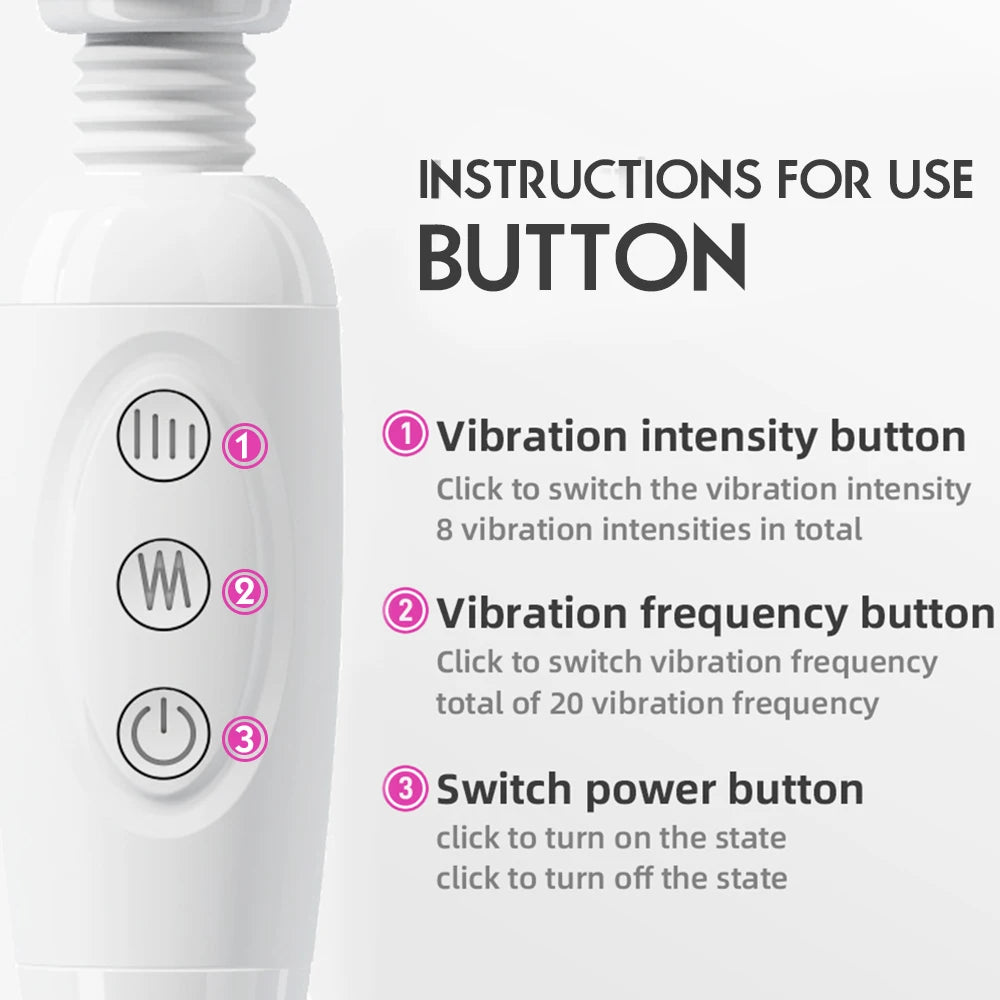 Electric Massager Stick 8 Intensity Levels 20 Vibration Modes Suitable for Neck foot head back Health Massage Gun Portable