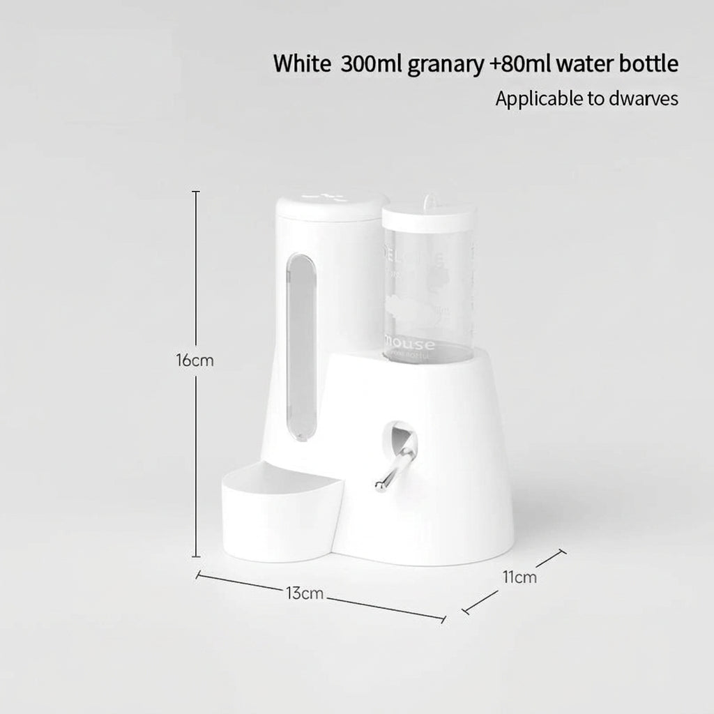 Hamster Water Feeder Small Animal Automatic Dispenser Drinking Water Bottle Bowls Dish with Food Container for Guinea Pig Rat