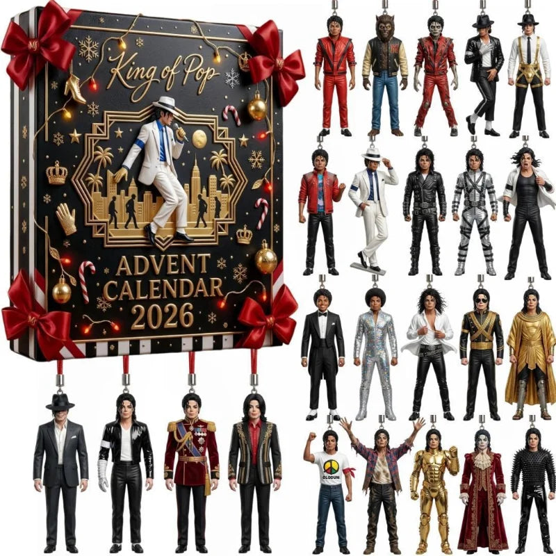 2027 Michael Jackson Christmas Advent Calendar Acrylic Hanging Figurine Xmas Tree Decor 2D Stage Fans Holiday Gift Ornament Pop