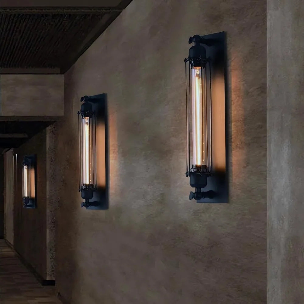 Industrial Metal Tube Retro Wall Lamp Black Ceiling Light Vintage Lamp Wall Light 45CM Flute Art Lighting Home Decor Wall Sconce