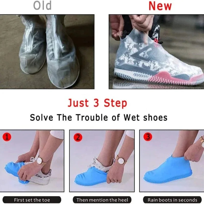Waterproof Rain Shoes Covers Silicone Non-slip Wear-resistant Outdoor Adult Children Boots Portable Elastic Reusable