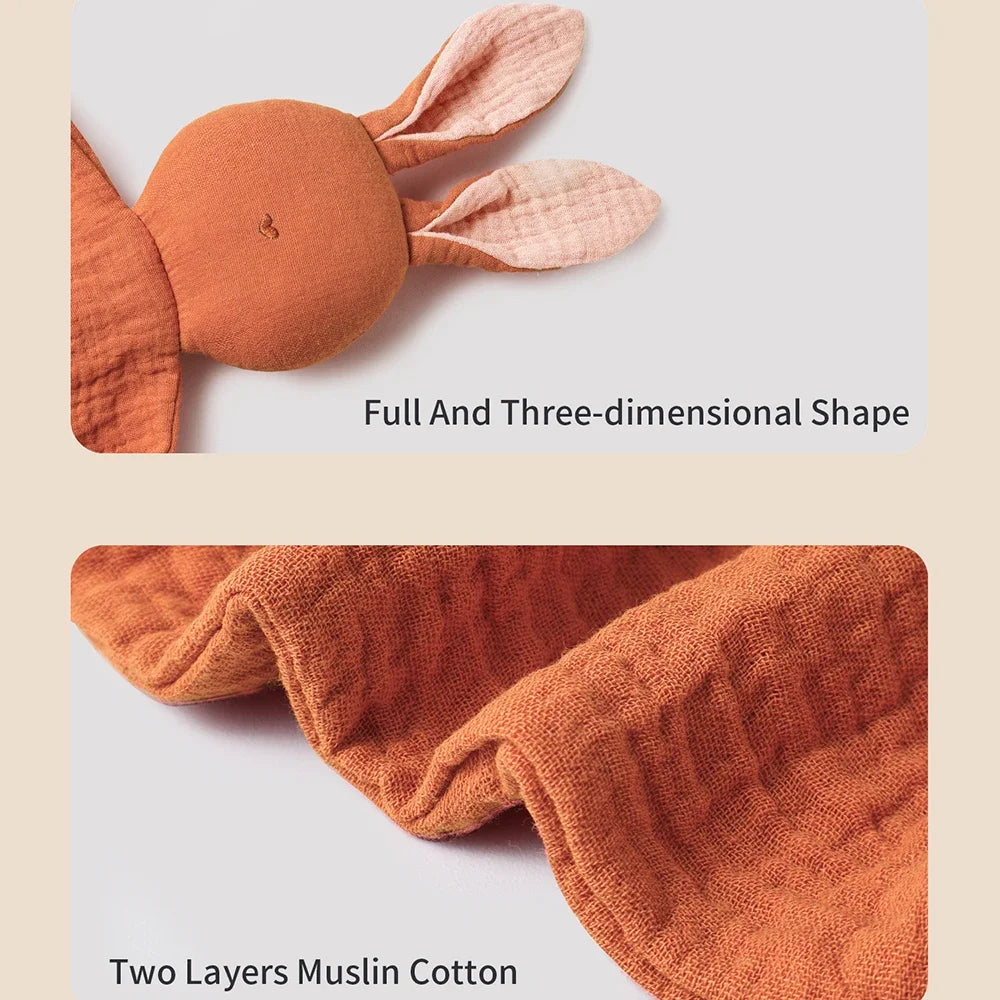 Baby Soothing Towel 100% Cotton Infant Animal Cartoon Handkerchief Rabbit Style Kids Sleep-help Toy Gauze Appease Sleep Aid Doll