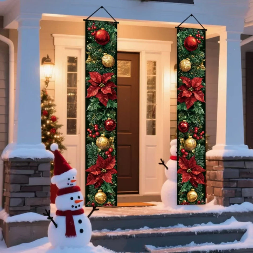 Merry Christmas Theme New Year Party Decorations Couplet Santa Claus Snowman Christmas Tree Wall Door Hanging Flags Banner Props