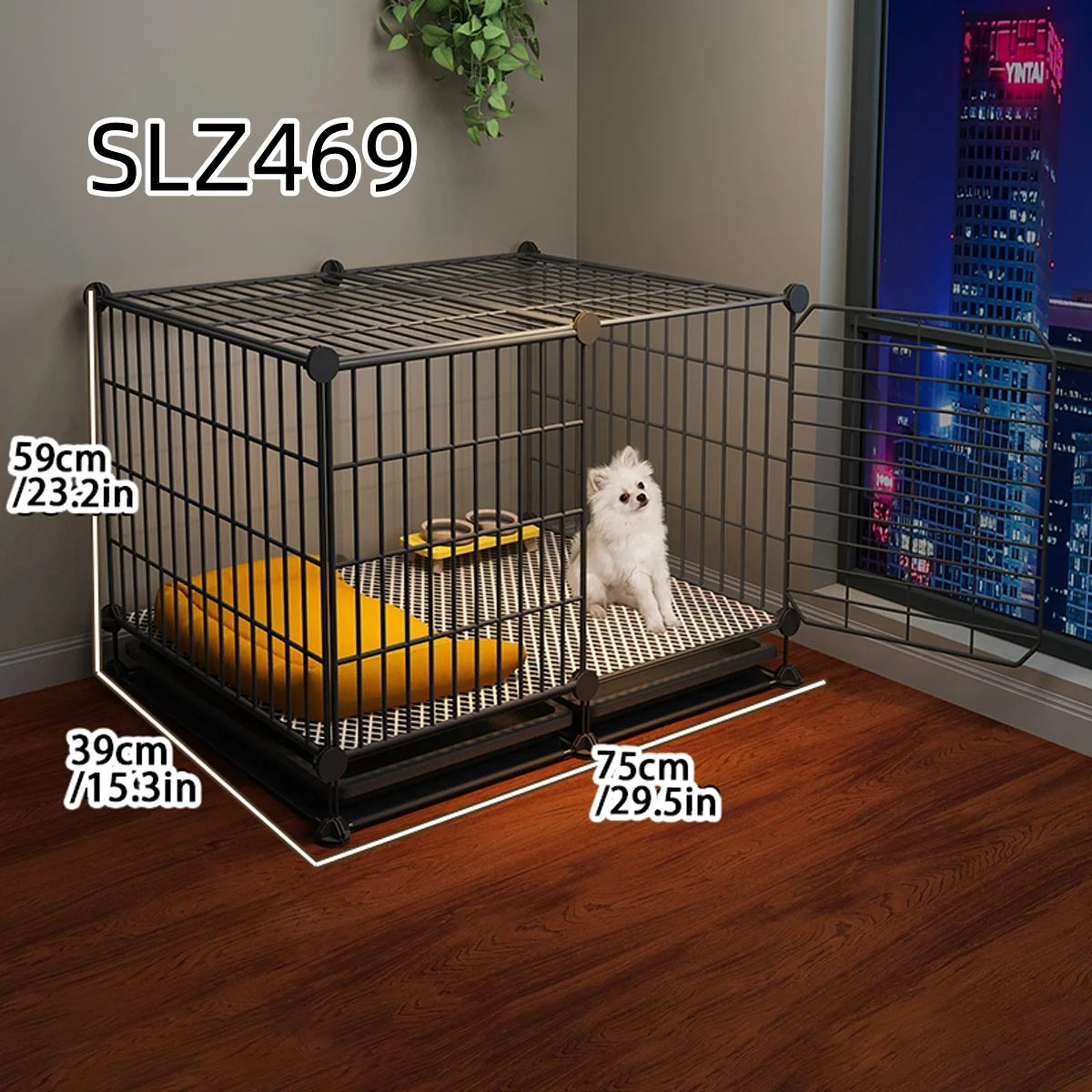 Dog Cage for Small Dogs Like Pomeranian, Teddy, Bichon, Warm Winter Pet Kennel for Medium-Sized Dogs with Separate Toilet Area