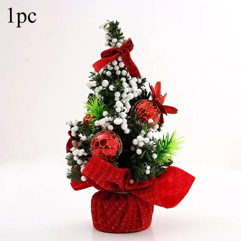 1pc 20cm Merry Christmas Tree Office Home Bedroom Doll Gift Xmas Tree Desk Decoration New Year Gift Christmas Party Decoration
