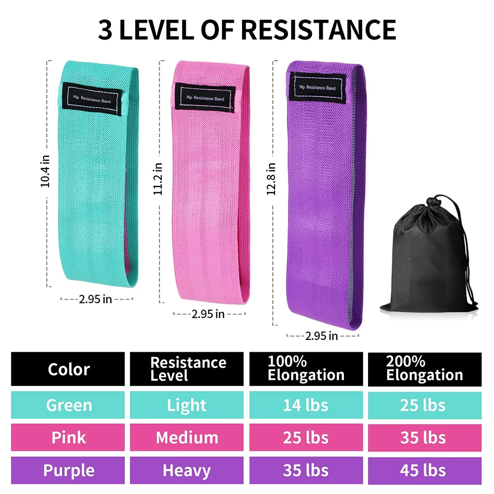3 Levels Resistance Bands Exercise Fitness Hip Booty Bands Pilates Sport Extender Workout Strips Loops Yoga Gym Equipment