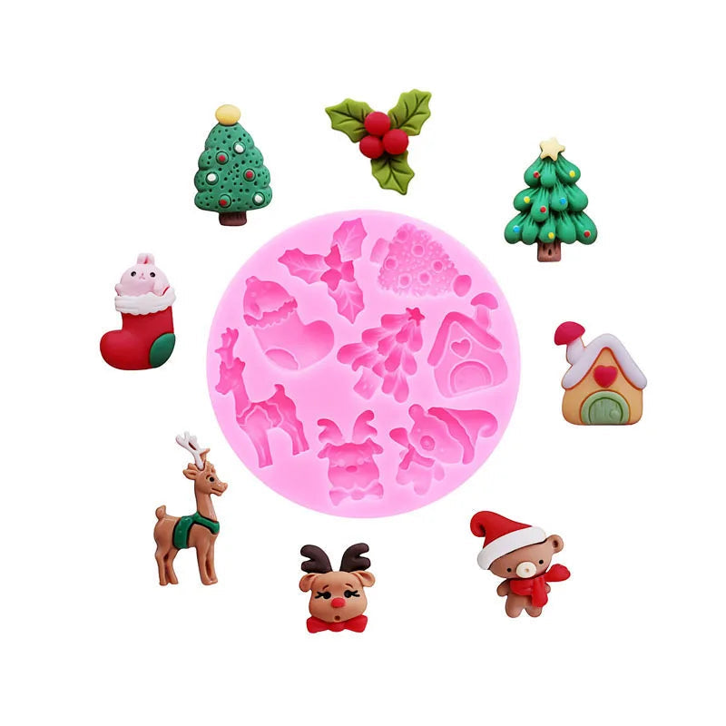 Christmas Series Bells Christmas Tree Snowman Snowhouse Chocolate Cake Silicone Mould DIY Resin Jewellery Accessories Drop Mold