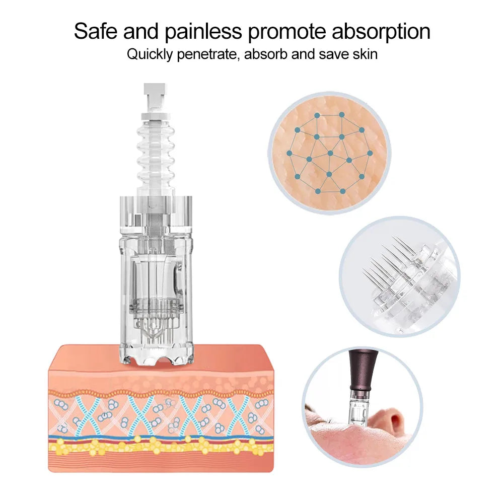 10Pcs 0.25mm Cartridge Microneedle 12pin 24pin 36pin 42pin Round Nano Needle For Dr Pen A10 Microneedling Pen