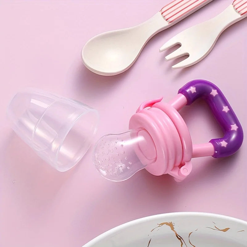Baby Feeding Spoon Fruit Grinding Pacifier Complementary Bites Silicone Mesh Baby Feeding Tableware