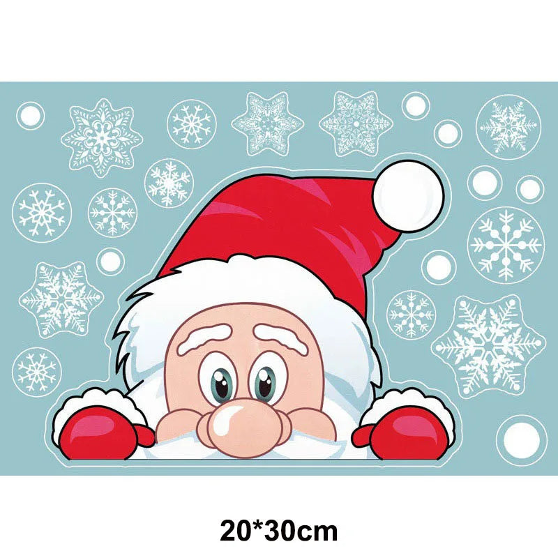 Christmas Window Stickers Santa Claus Reindeer Snowflake Static Window Clings Merry Christmas Glass Decals New Year Party Decors