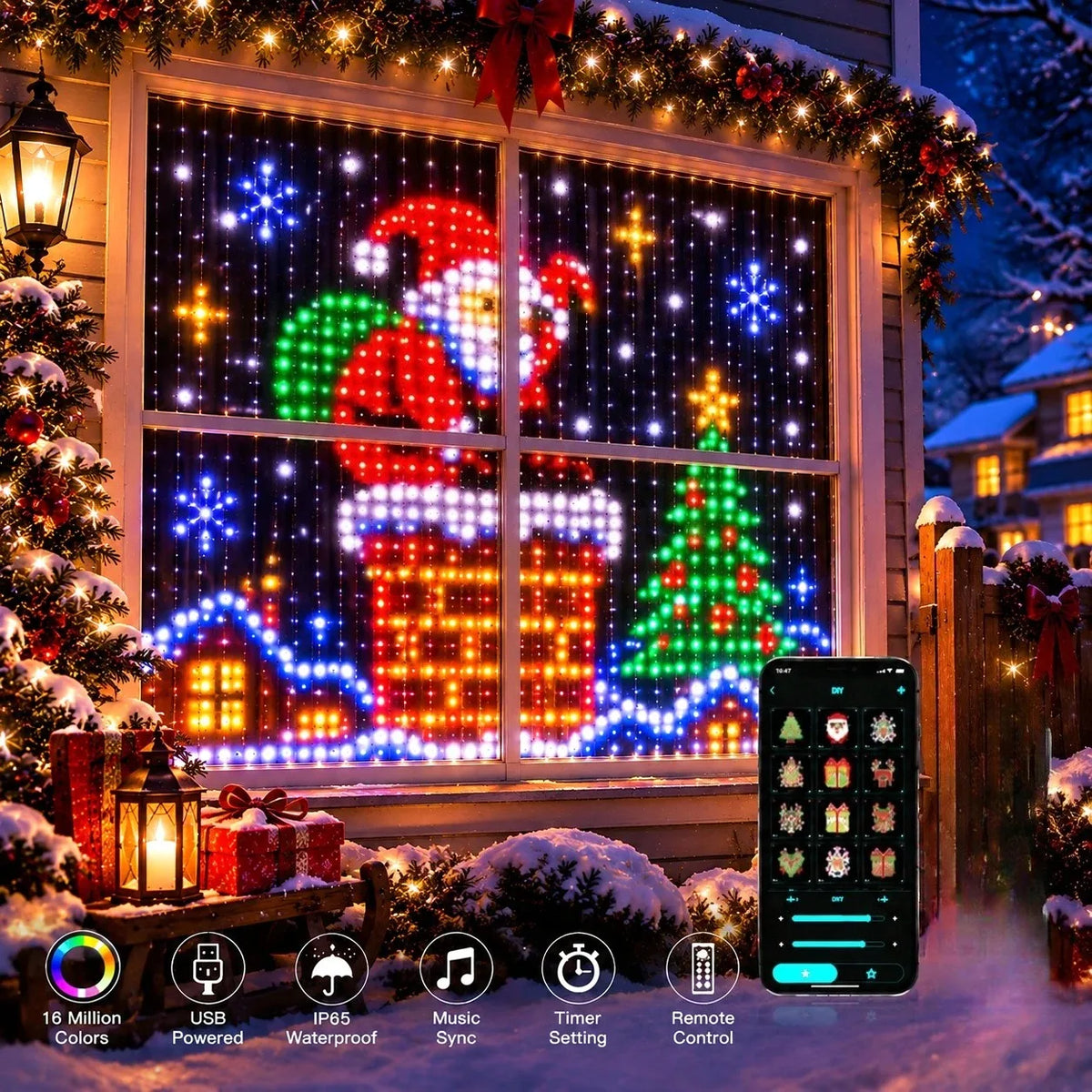 Icicle LED Curtain Lights Solar Waterproof Multicolor Outdoor Eaves Hanging Christmas Festival Yard Garden Tree Decor