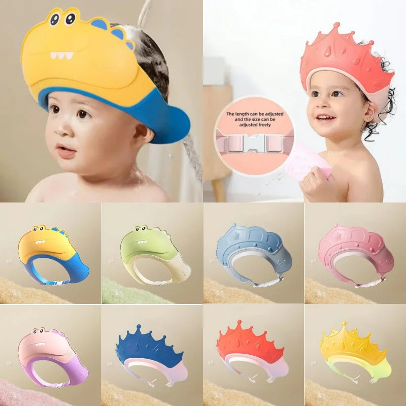 Baby Bath Cap Infant Ear Protection Kids Shampoo Shield Bath Head Cover Baby Shower Cap Adjustable Hair Wash Hat