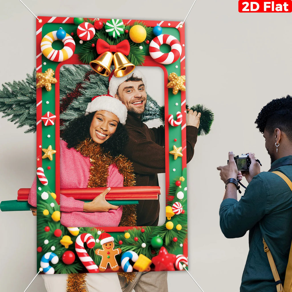 Christmas Photo Booths Merry Christmas Decoration for Home Pendant Xmas Backdrop Ornament Navidad Natal New Year Gift