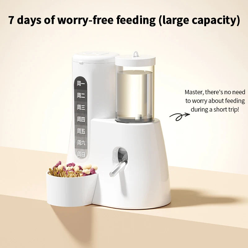 Hamster Water Feeder Small Animal Automatic Dispenser Drinking Water Bottle Bowls Dish with Food Container for Guinea Pig Rat