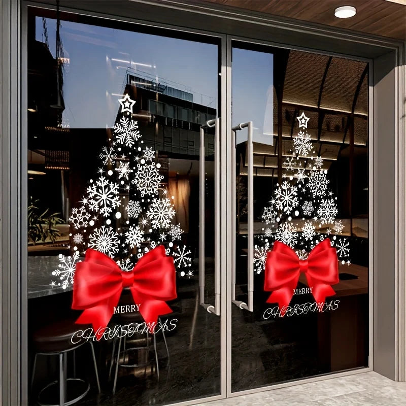 Christmas Stickers Merry Christmas Tree Stickers Are Static and Adhesive Free, Easy to Tear Off and Leave No Residue