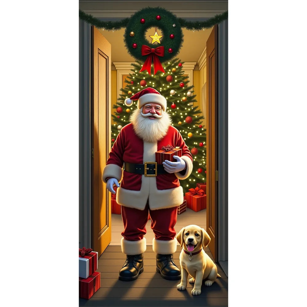 Christmas Door Hanging Banner Merry Christmas Decoration For Home  Navidad Christmas Wall stickers Xmas Gift New Year