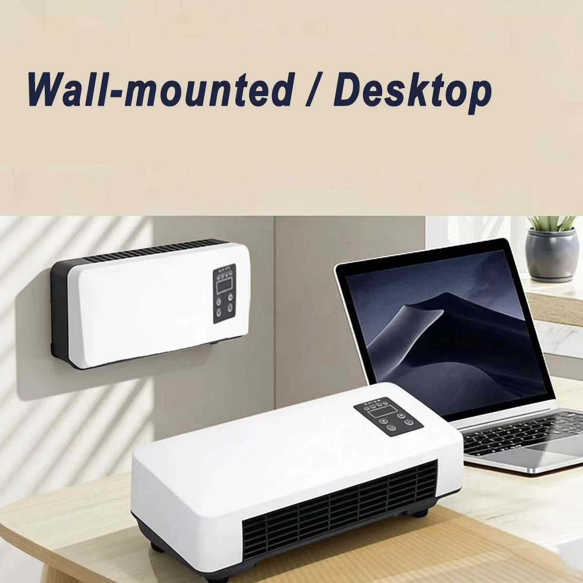 1500W Wall-mounted Electric Indoor Heater with Remote Control, 2 in 1 Mini Warmer / Ventilation Fan For Bedroom Bathroom Kitchen
