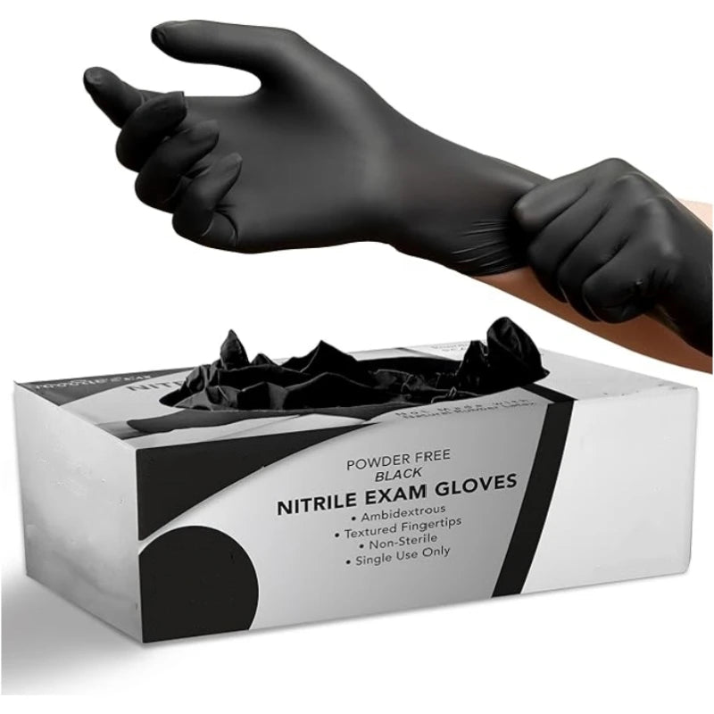 20/100PCS Black Nitrile Gloves Disposable Latex & Powder Free Non-Sterile Cleaning Gloves for Household Kitchen Mechanic Tattoo