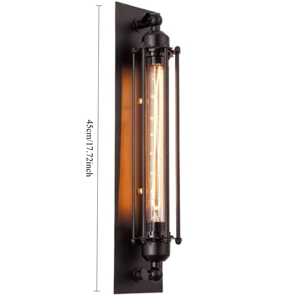 Industrial Metal Tube Retro Wall Lamp Black Ceiling Light Vintage Lamp Wall Light 45CM Flute Art Lighting Home Decor Wall Sconce