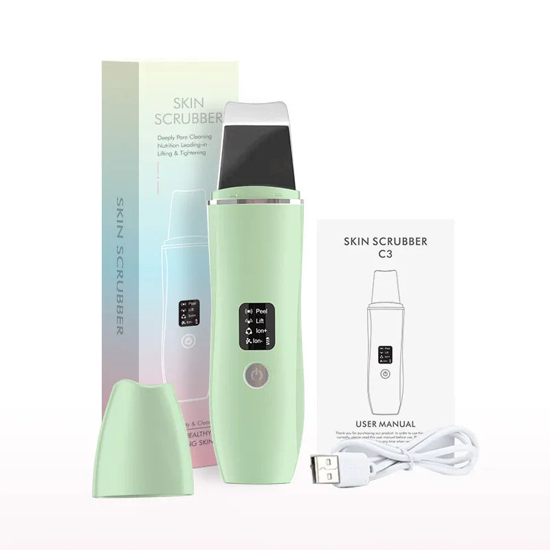 Ultrasonic Skin Scrubber EMS Deep Vibrate 4 Mode Facial Cleaner Shovel Face Scrubber Peeling Black Head Remover Facial Massager