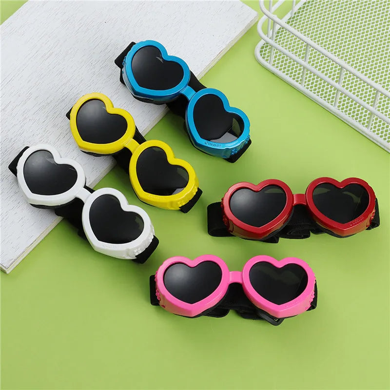 1 Pc Heart-shaped Small Dog Sunglasses Waterproof UV Protection Cat Sun Glasses with Adjustable Strap Goggles Pet Products