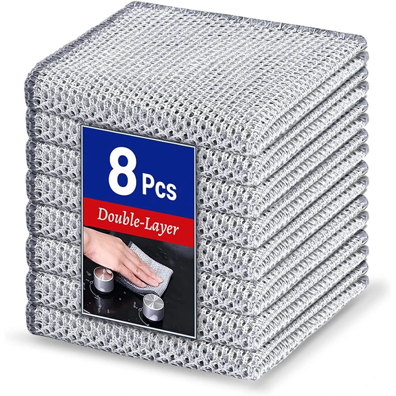 Magic Cleaning Cloth Double-sided Metal Steel Wire Rags Kitchen Dishcloth Scouring Pad Pot Washdishing Cloths Towel Clean Tools