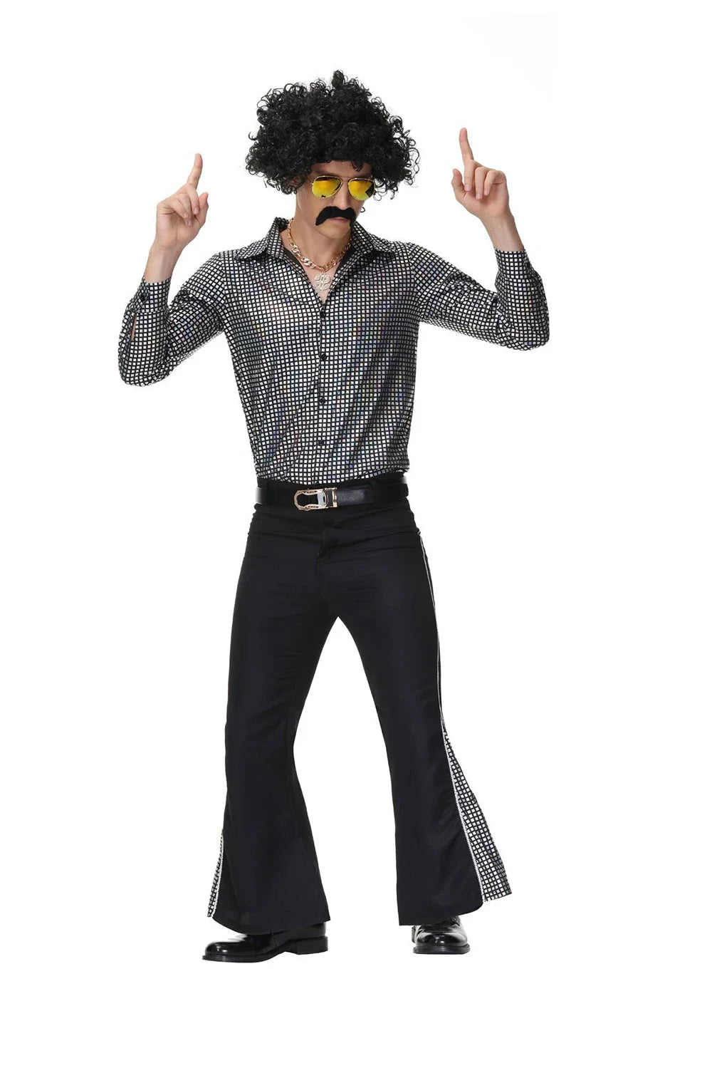 Halloween Hippie Costumes Set 70s 80s Cosplay Men Fancy Disguise Costume Carnival Party Vintage Rock Disco Night Club Clothes