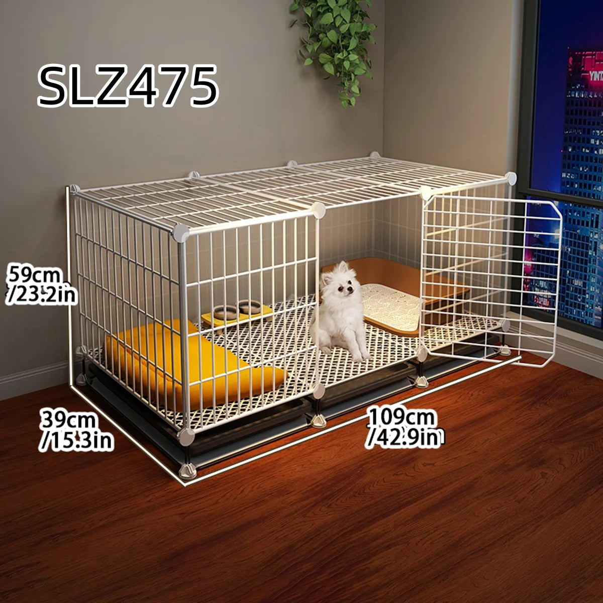 Dog Cage for Small Dogs Like Pomeranian, Teddy, Bichon, Warm Winter Pet Kennel for Medium-Sized Dogs with Separate Toilet Area