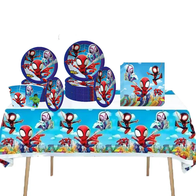 Spider And His Amazing Friends Birthday Decorations supplies Kit Plates Cups Tablecloth Backdrop Balloons Party decor gifts