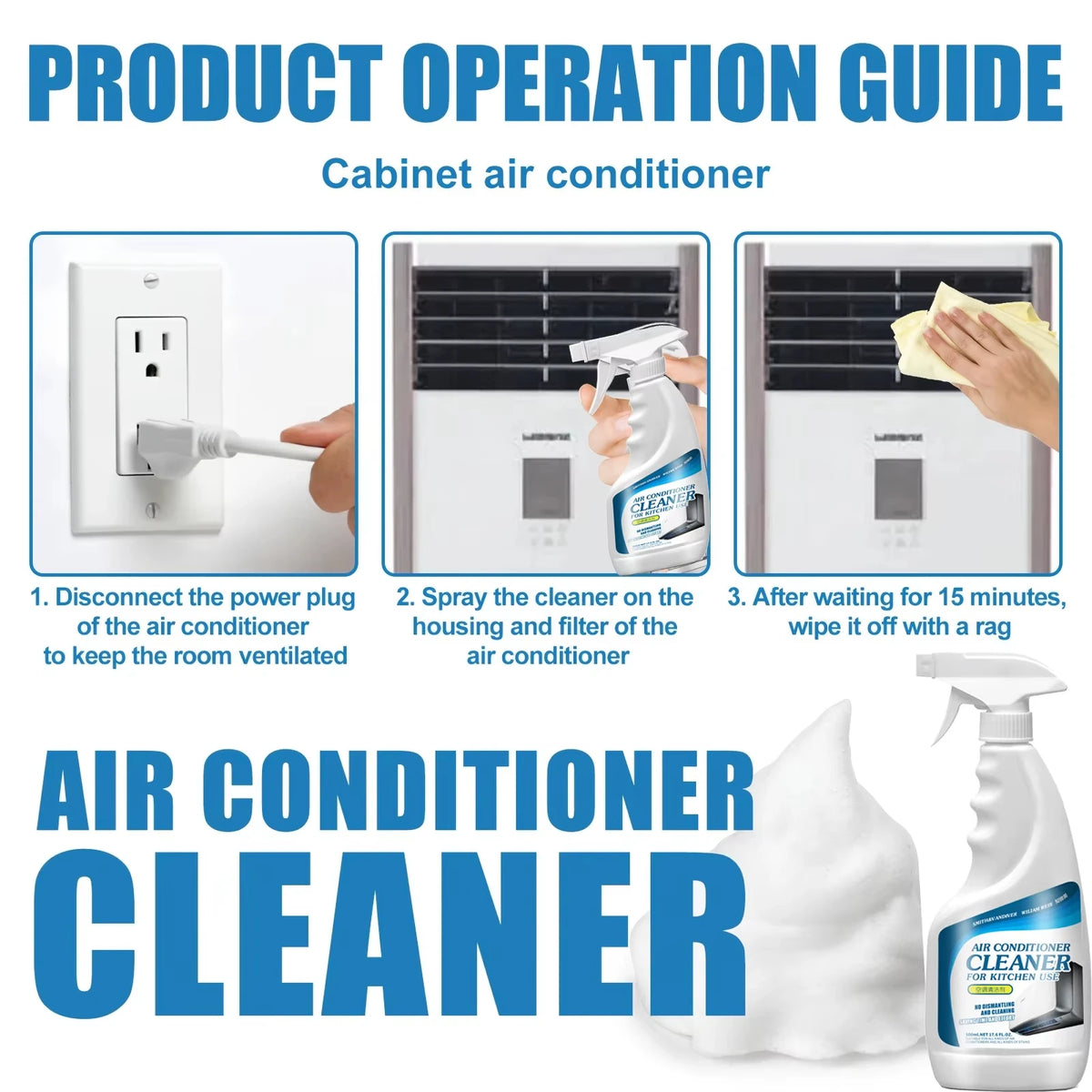 500ml Air Conditioner Cleaner Foam Spray Powerful Deodorizer Professional Deodorization Home Deep-Cleaning Foaming Multi-Cleaner