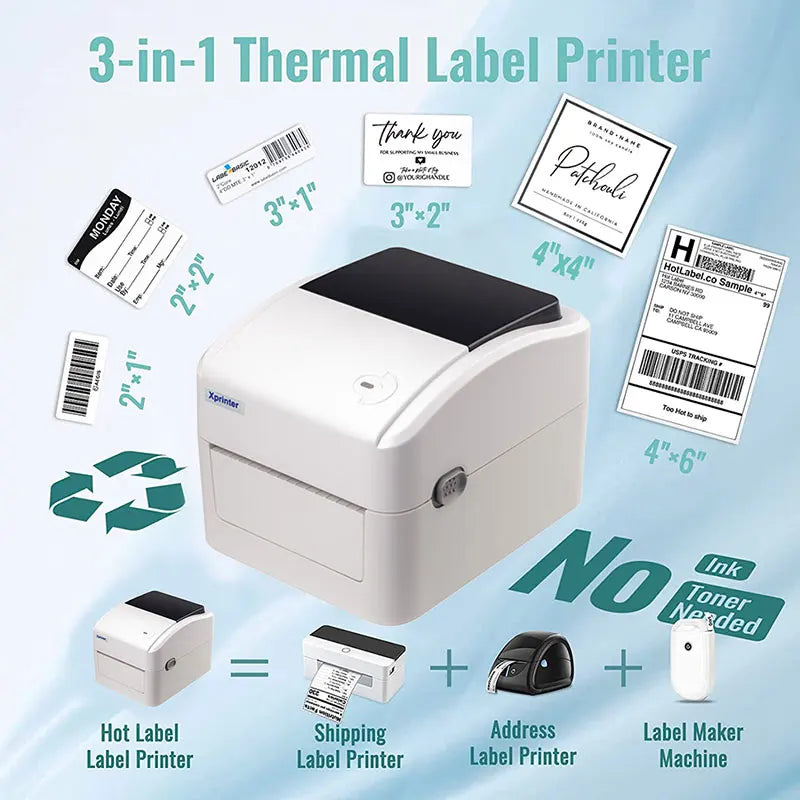 Xprinter 152MM/S Thermal Shipping Label Printer Barocde Sticker Printer 203DPI Printing Paper Width Between 25.4nm and 116mm