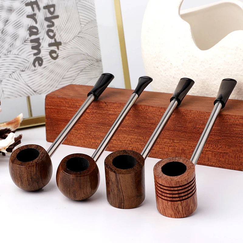 Red Sandalwood Smoking Pipe for Men, Portable Straight Solid Wood Tobacco Pipe, Small Wooden Pipe Tool for Dry Herb