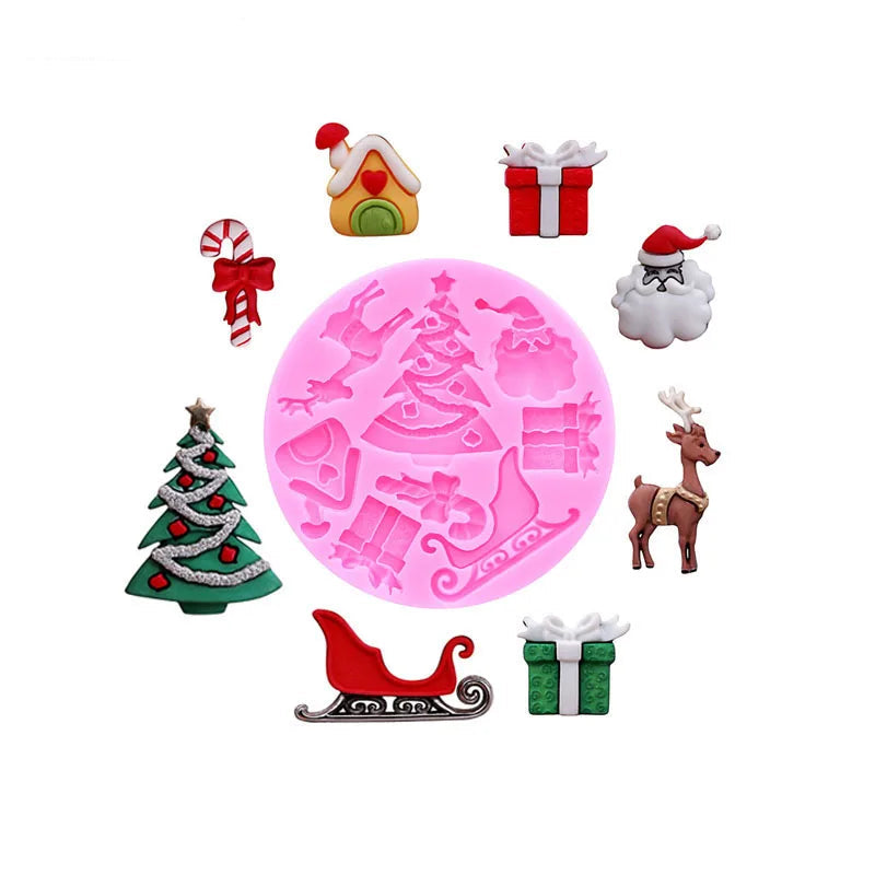 Christmas Series Bells Christmas Tree Snowman Snowhouse Chocolate Cake Silicone Mould DIY Resin Jewellery Accessories Drop Mold