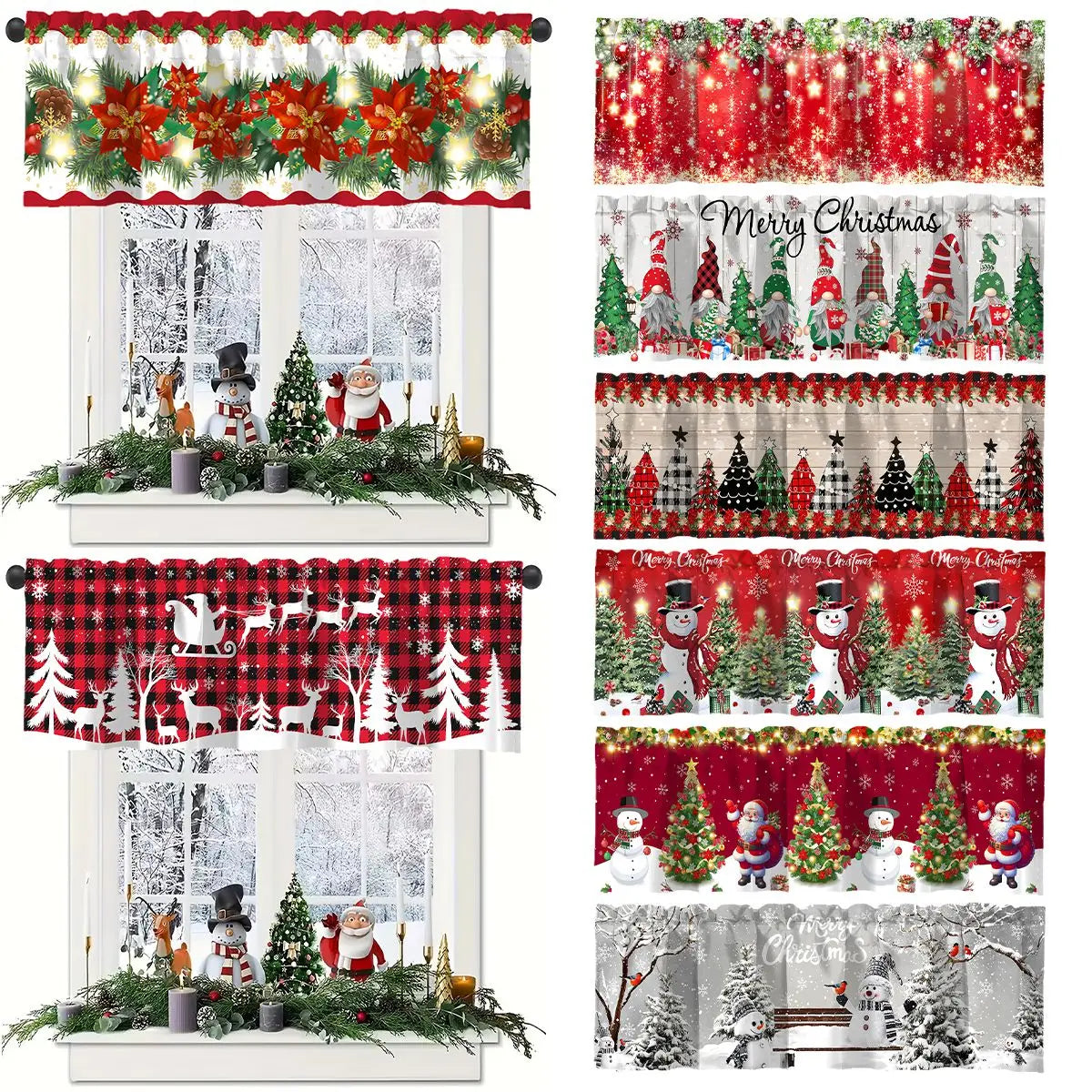 Christmas Short Curtain Merry Cristmas Decoration for Home. Xmas Ornament Navidad New Year Gift for Kitchen Living Room