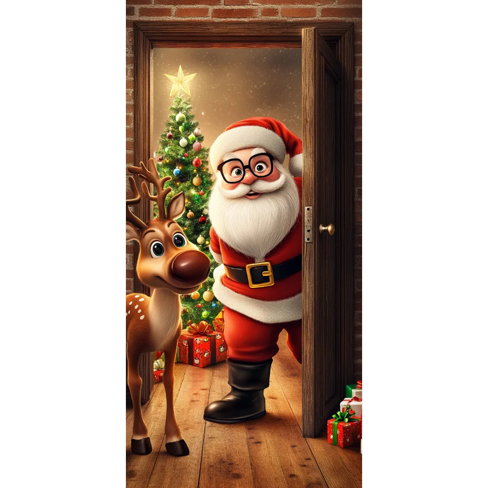 Christmas Door Hanging Banner Merry Christmas Decoration For Home  Navidad Christmas Wall stickers Xmas Gift New Year