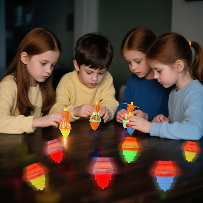 5/10/20pcs LED Light Up Spinning Tops Glow Rotating Gyro Kids Birthday Party Favors Pinata Filler Toys Boy Girl Christmas Gifts