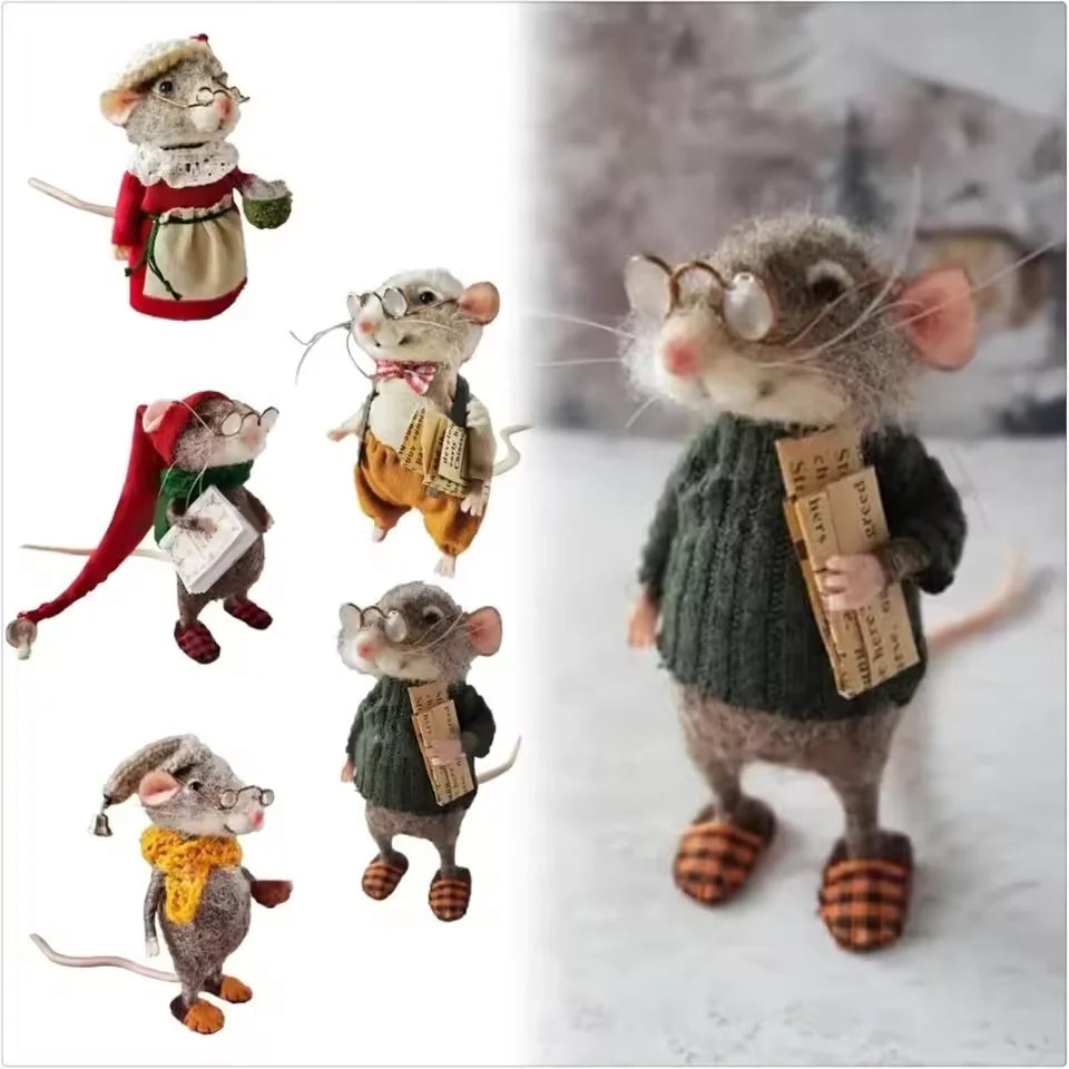 Christmas Needle Felted Mouse Ornament – DIY Handmade Wool Mouse Decoration for Home & Tree