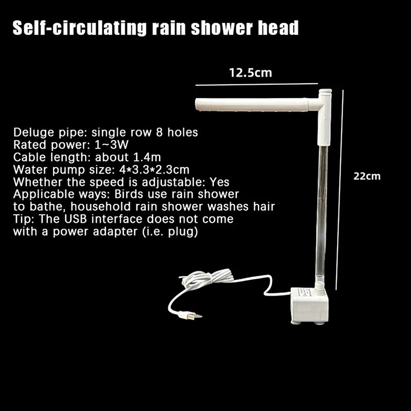 New Automatic Parrot Bird Bath Tub USB Electric Pet Circulating Water Bathtub Shower Fountain Pet Supplies