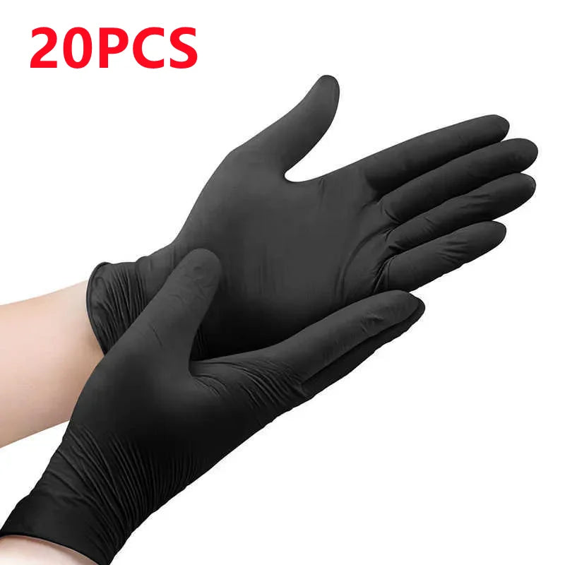 20/100PCS Black Nitrile Gloves Disposable Latex & Powder Free Non-Sterile Cleaning Gloves for Household Kitchen Mechanic Tattoo