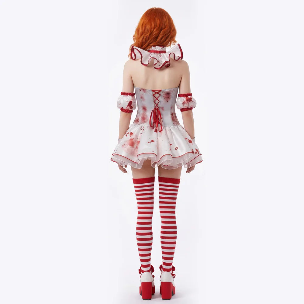 Halloween Scary Clown Dress Cosplay Costume Horror Joker Outfit For Themed Party Gathering Role Play
