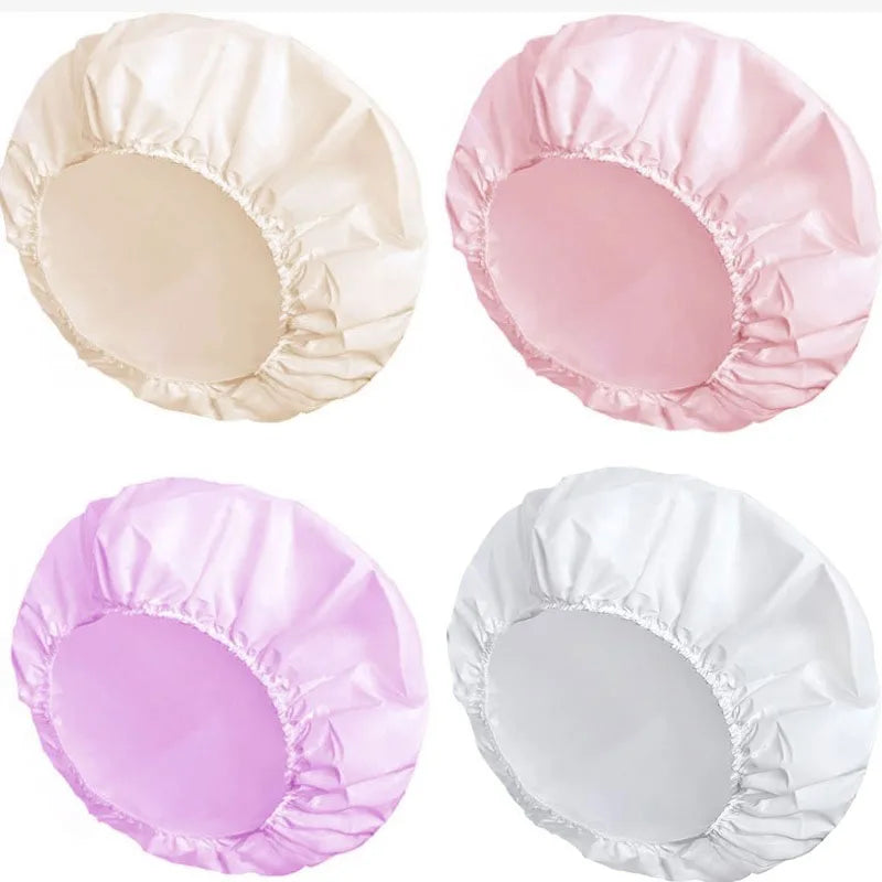 Cuffia doccia antiscivolo in plastica riutilizzabile, cuffia per capelli da bagno con elastico