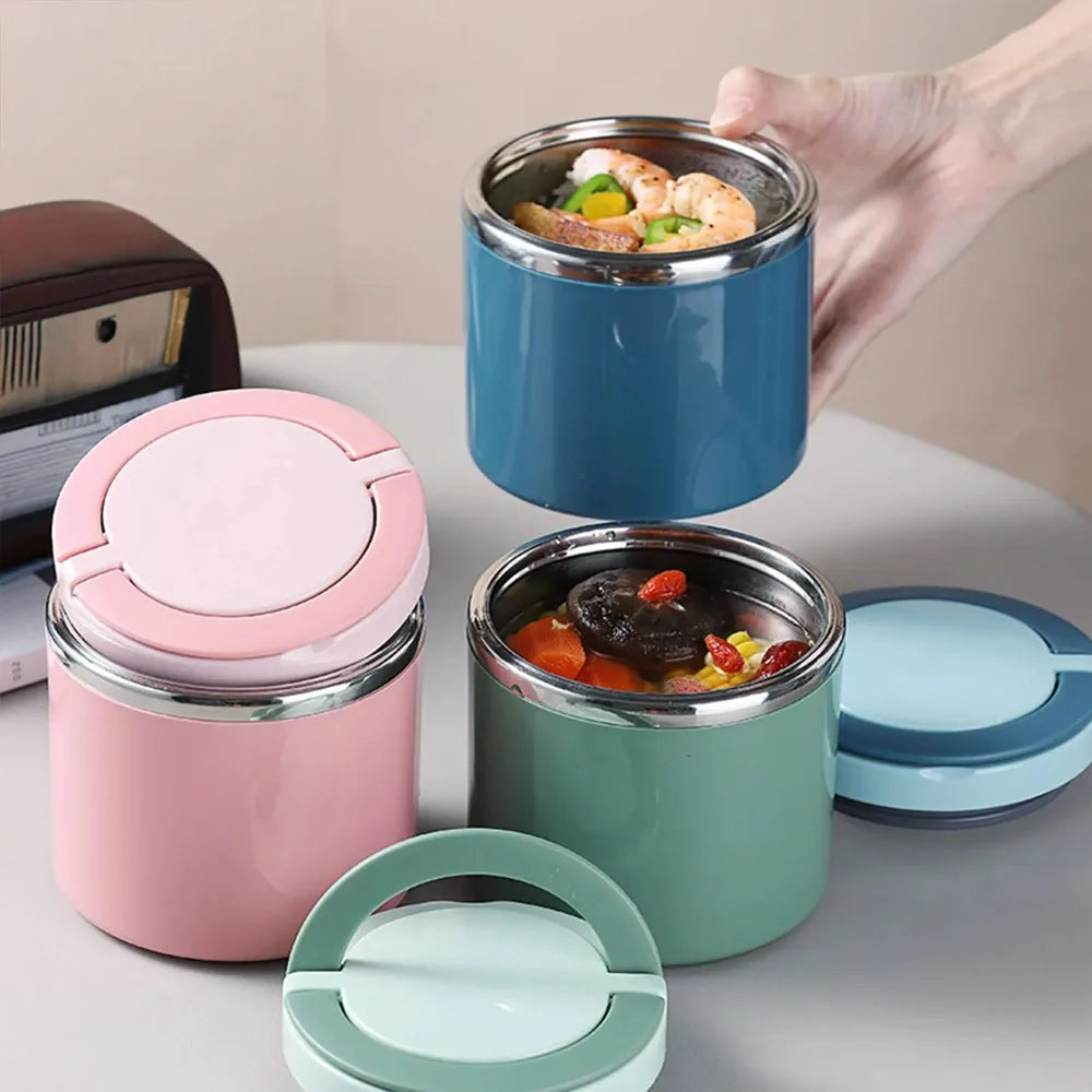 630/1000ml Lunch Box Food Containers Stainless Steel Large Capacity Snack Box Insulated Soup Cup for Outing Camping Traveling