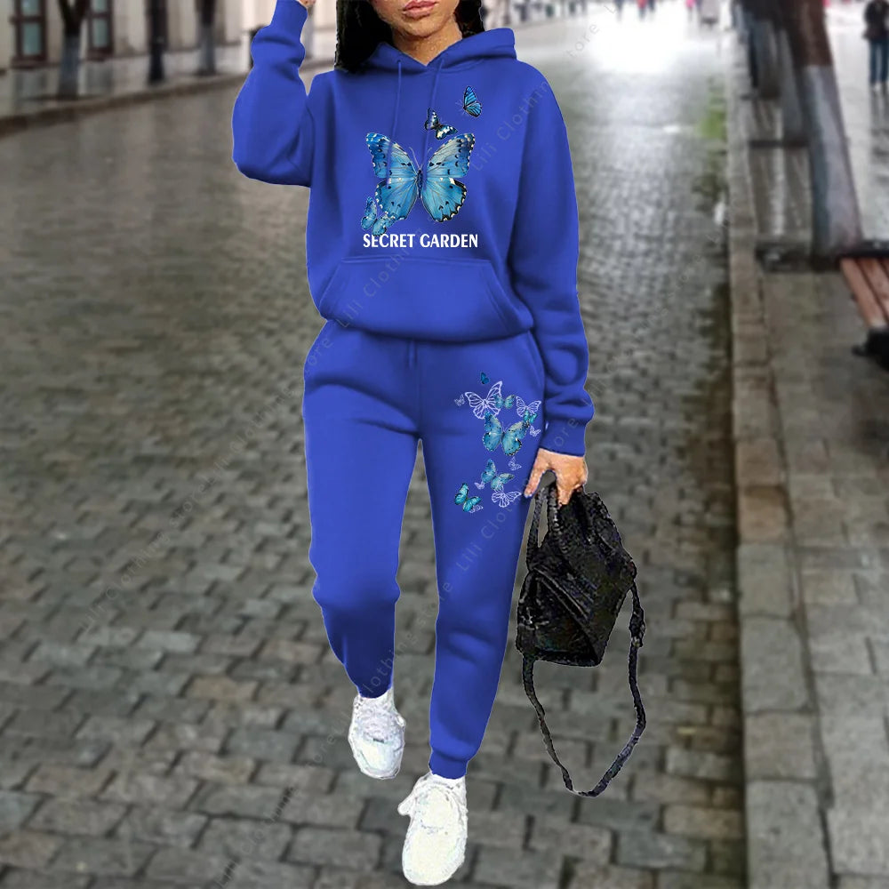 Autumn Winter Women Tracksuit Hoodies Pants Two Piece Sweatshirt Sweatpant Jogging Sports Suit Outfits Woman Clothing Aesthetic
