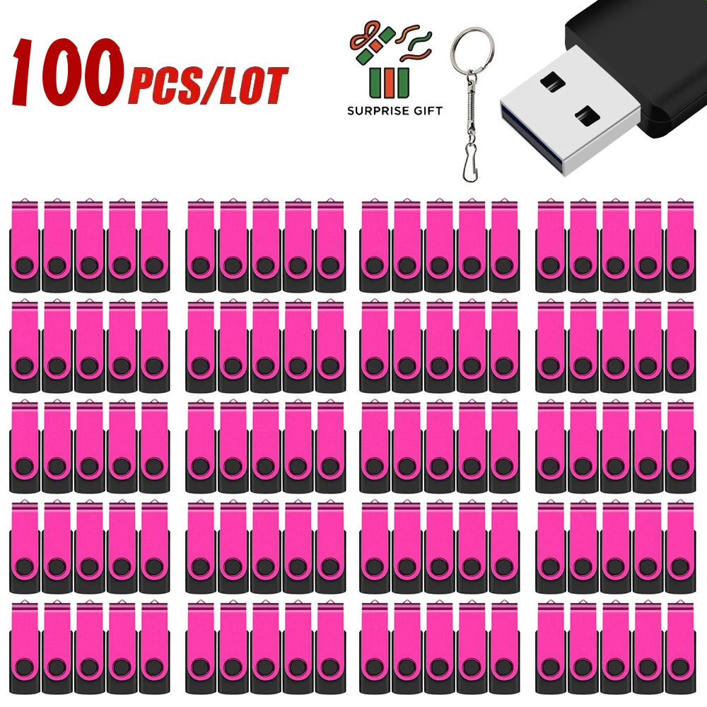 Free Custom 100PCS USB Flash Drive 128mb 4GB 8GB 16G Metal Pendrive 32GB 64GB Photography Studio Gift 128GB Venue Gift Pen Drive